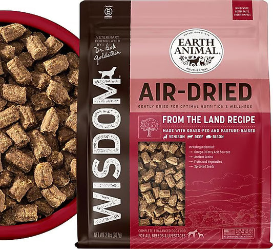 Earth Animal Wisdom Air-Dried From the Land Recipe with Venison, Beef, & Bison Premium Natural Dog Food, 32-oz bag