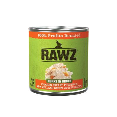 Rawz Hunks Dog 10oz. Chicken Breast Pumpkin New Zealand Green Mussels (Case of 12)