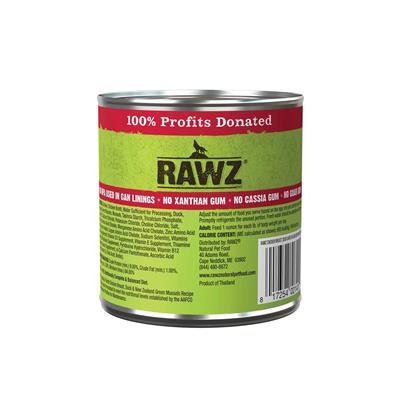 Rawz Shredded Dog 10oz. Chicken Breast Duck New Zealand Green Mussels (Case of 12)